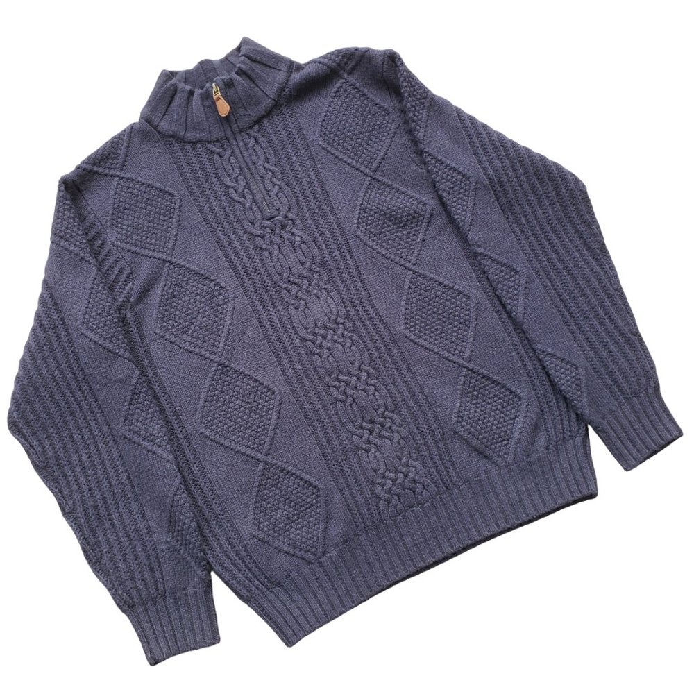 SOLD ๐ Lambs Wool Chunky Knit Fisherman Sweater Men's Large - Picture 1 of 9